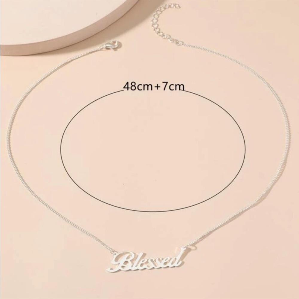 Silver Tone Blessed Adjustable Length Necklace - image 4